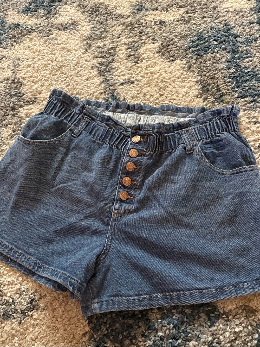Blue Denim Faux Button-Front Women’s Shorts